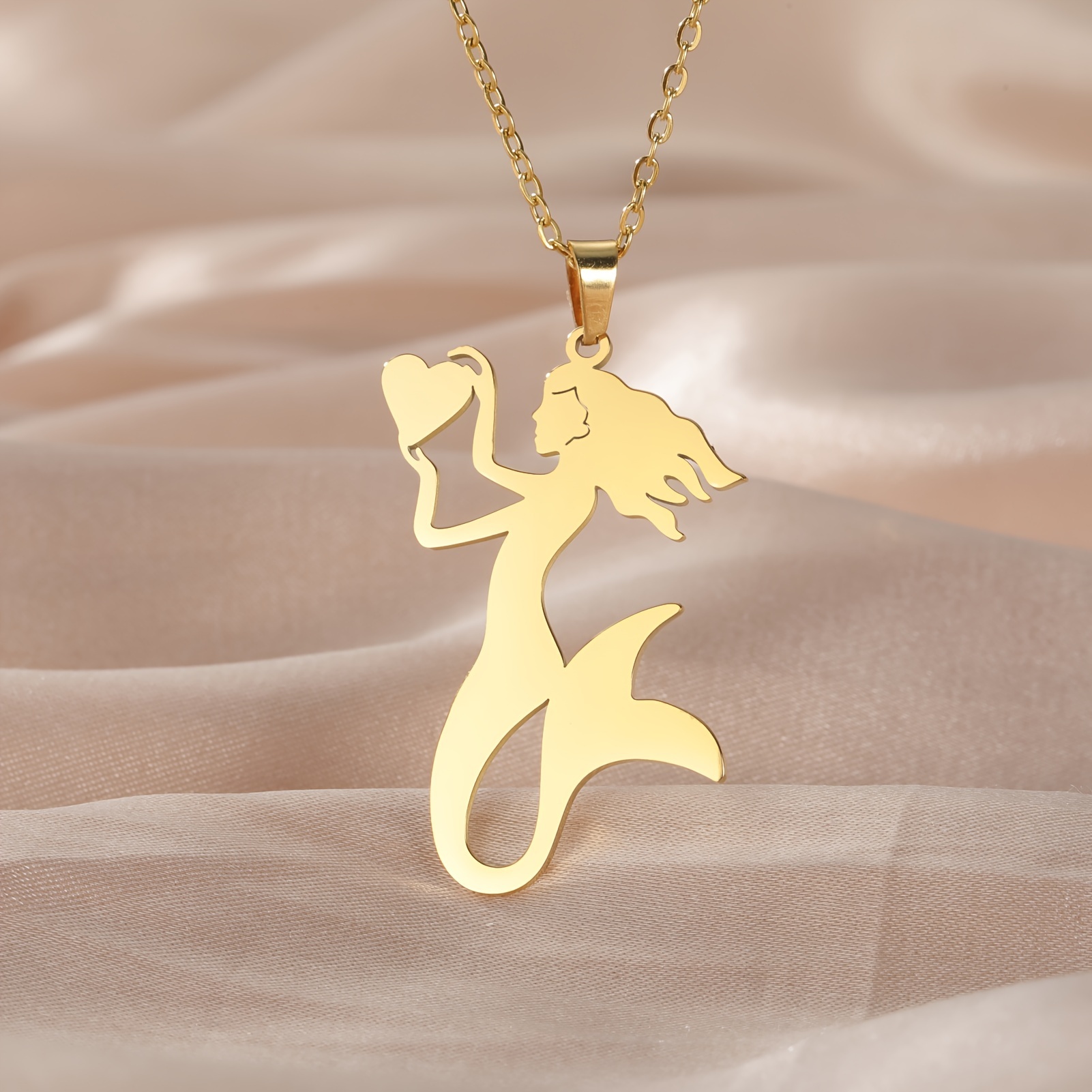 Stylish Stainless Steel Mermaid Necklace, Gift for Couples